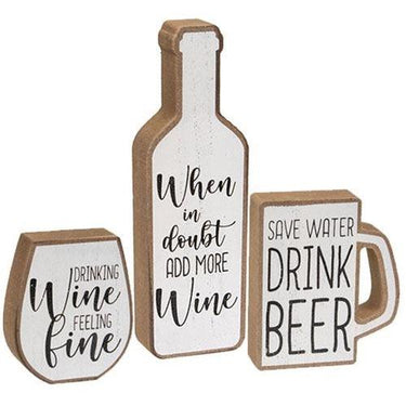 3 Set Distressed Wooden When In Doubt Blocks - The Fox Decor